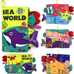 Baby Fabric Book Learning Toy Months 0 3 6 12 Months,Sensory Soft 3D Sea World Rattle-20