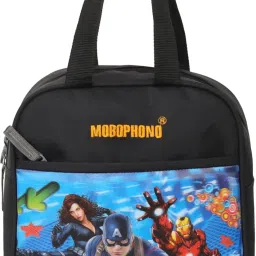 3D Printed kids School Lunch Bag /Tiffin Bag (BLACK) Branded Waterproof Lunch Bag-94