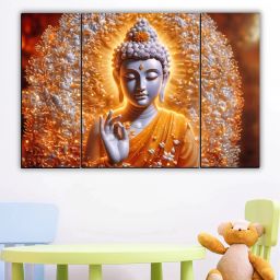 Set Of 3 Lord Buddha Wall Paintings For Living Room Gift Items Digital Reprint 12 inch x 18 inch Painting-14