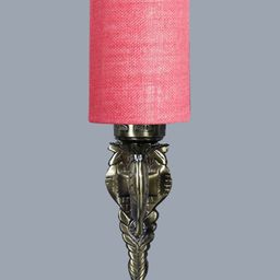 Devansh Pink & Gold Toned Textured Antique Wall Lamp With Jute Conical Shade image 5