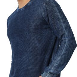 Men Solid Round Neck Blue Sweater-image-33