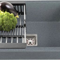 Fossa 18"x16"x09 Quartz Single Bowl Kitchen Sink Super Strong Matt Finish Quartz Granite Stone, Anti-Discoloring & Fade Proof Color, UV Proctected Top Mount-image-42
