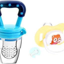 Combo of Fruit nibbler & Soother New Baby Food Pacifier Baby Nipple Feeder Silicone Pacifier Fruits Infant Feeding Supplies Soother Nipples - NBV-06 Teether and Feeder (Multicolor) Soother-picture-19