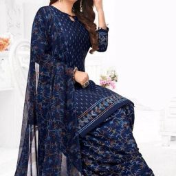 Unstitched Crepe Salwar Suit Material Printed-image-45