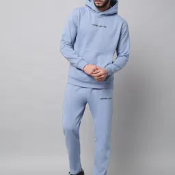 GRIFFEL Men Blue SolidCotton Tracksuits-image-67
