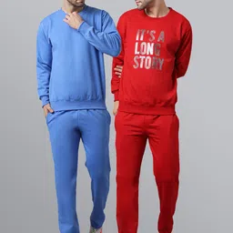 mack jonney VIMAL JONNEY Men Pack Of 2 Solid Fleece Tracksuits-picture-17