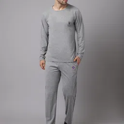 VIMAL JONNEY Men Grey Melange Solid Track Suit-image-41