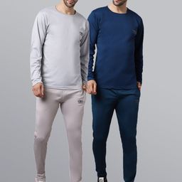 VIMAL JONNEY Men Pack of 2 Grey & Blue Solid Tracksuits-image-45