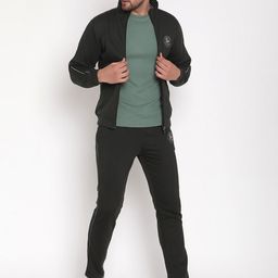 Octave Men Olive Solid Cotton Tracksuit-picture-21