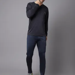 VIMAL JONNEY Men Charcoal Grey Dry Fit Solid Tracksuit-image-19