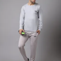 VIMAL JONNEY Men Grey Solid Tracksuit-image-9