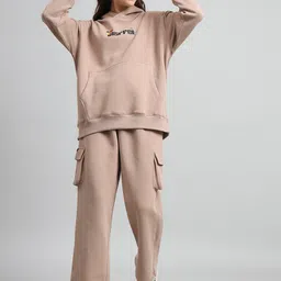 GRIFFEL Typography Printed Hooded Fleece Cotton Tracksuit-picture-40