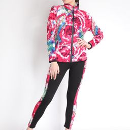 CHKOKKO Women Pink & Black Printed Tracksuit-image-115