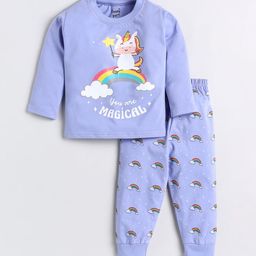 Toonyport Unisex Kids Lavender & White Printed T-shirt with Pyjamas-52