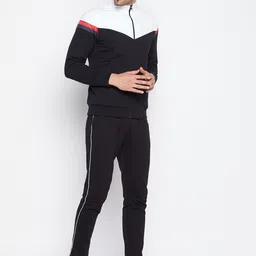 WILD WEST Men Black & White Colourblocked Tracksuit-image-96