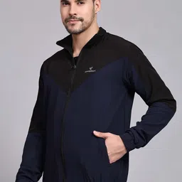 Dpassion Colourblocked Mock Collar jacket & Mid Rise Track Pant-picture-3