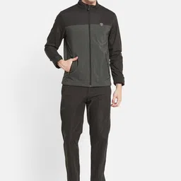 Octave Men Green & Black Colour-Blocked CottonTracksuits-image-27