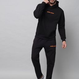 GRIFFEL Men Black Solid Tracksuits-image-5