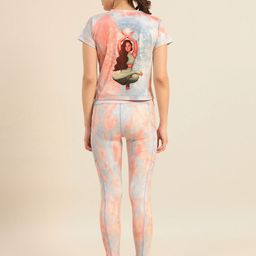 Bannos Swagger Light Blue Tie and Dye Printed Round Neck T-shirt & Tight-image-29