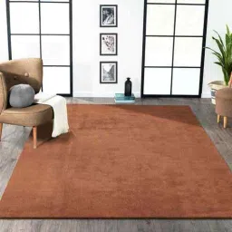 obsessions Brown Solid Polyester 4x6 Feet Machine Made Carpet-picture-23