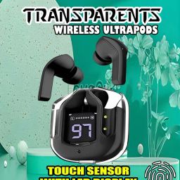 crecro Ultrapod Bluetooth Earbuds Headset Crystal Transparent Design,LED Display P32 Smart Headphones-25