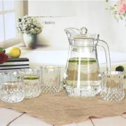 Glassware Imported Crystal Glass Carafes & Pitchers (1.5L Jug) (250ml Glass 6) Jug Glass Set-image-31