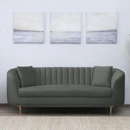 casacraft from pepperfry Jacinth Fabric 3 Seater Sofa In Pebble Grey Colour-picture-1