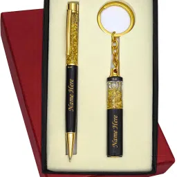 Name Customized Golden Gel Filler Brass Material Pen Gift Set-27