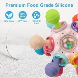 ntz Soft Teeth Rattle Ball Toys,Classic Rattle and Teether Grasping Activity Teether Teether image 5