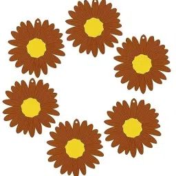 Sunflower Silicone Coaster - Non-Slip Insulated Silicone mats for Kitchen use Washable & Reusable Coaster for Kitchen, Dining Table, Offfice Desk,14 Cm, Brown Trivet-29