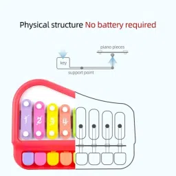 pureey 2 in 1 Big Piano and Xylophone with 8 Multicolored Keys | 2 Sticks |Great Gift image 2