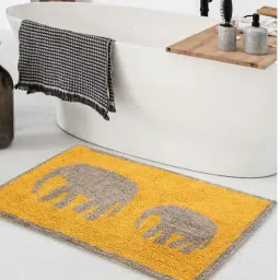sashaa world Mustard Traditional Cotton 31.5x20 Inches Max Absorbant Bath Mat-picture-6