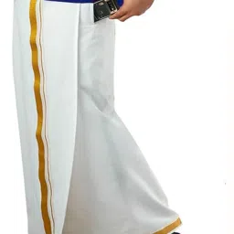 Rajavivaha Velcro Readymade Pocket With Gold Zari Border Solid Men Dhoti-image-31