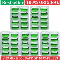 Vitamin E (Pack of 50 Capsules) Face Hair Pimple Glowing Skin & hair care-11