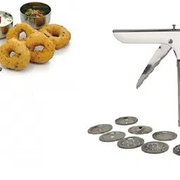 Stainless Steel Meduvada Maker Shaped Set of 15 Pattern Discs Kitchen Press Vada Maker-picture-23