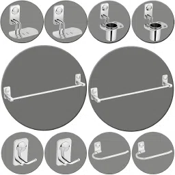 Metro Stainless Steel Bathroom Accessories Set (Pack of 10 pieces) Silver Towel Holder-image-15