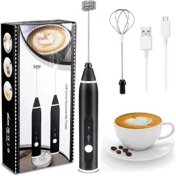 50 W Black Electric Coffee Whisker & Frother With 3-Speed Adjustable, Rechargeable Hand Blender-image-13