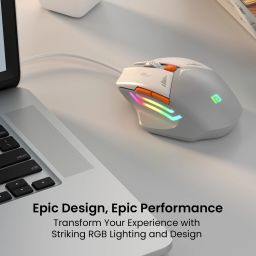 Portronics Vader Gaming Mouse with 6 Buttons, Thumb Support, RGB Lights, Max 6400 DPI Wired Ambidextrous OpticalGaming Mouse image 2