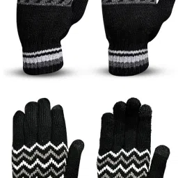 Striped, Self Design, Printed Winter Men Gloves-picture-14