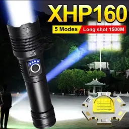 zeno volt (ZOOMABLE METAL LED )5 Modes Flashlight, Super Bright 150W 10 Bakup Time Torch image 2