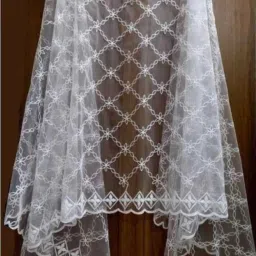 Net Embroidered White Women Dupatta-5