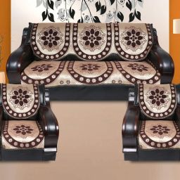 Cotton Floral 3+2 Seater Sofa Cover-image-60