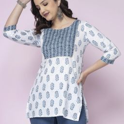 Casual Regular Sleeves Printed Women Blue Top-image-78