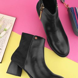 Women Black Faux Leather Casual Chelsea Boots Boots For Women-image-64
