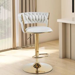 casacraft from pepperfry Lunza Velvet Bar Chair In White Color-picture-43