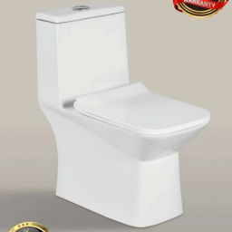 W/503 Premium Quality Ceramic One Piece Commode With Slim Soft Close Seat Cover [S Trap 225mm(9Inch)] Western Commode-image-2