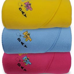 Set of 3 Baby Blanket (Yellow,Blue,Pink) Hooded New Born-0