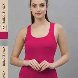 Friskers Pack Of 2 Scoop Neck Racerback Comfort Cotton Perfect Fit Tank Top-image-72