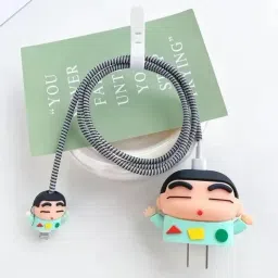 Techno Craft Charger Cover for iphone 18W/20W with Full Cable Protector Shinchan Cable Protector-image-63