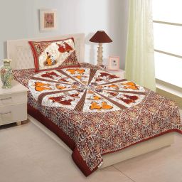 104 TC Cotton Single Jaipuri Prints Flat Bedsheet-image-32